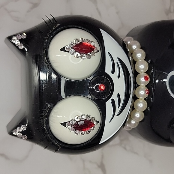 Kit-Cat Klock Other - Black Jeweled Lady Kit-Cat Klock clock with red tail SUPER RARE